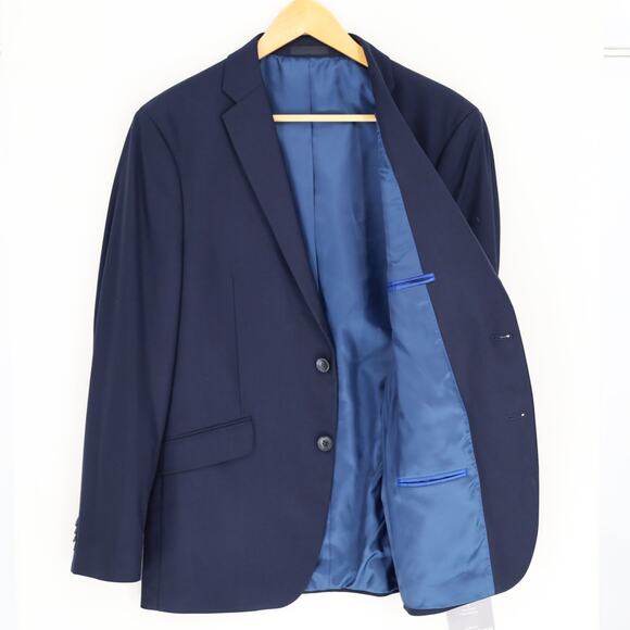 Kenneth Cole Reaction Men's Navy Houndstooth Techni-Cole Slim Blazer Size 40R - Picture 4 of 6